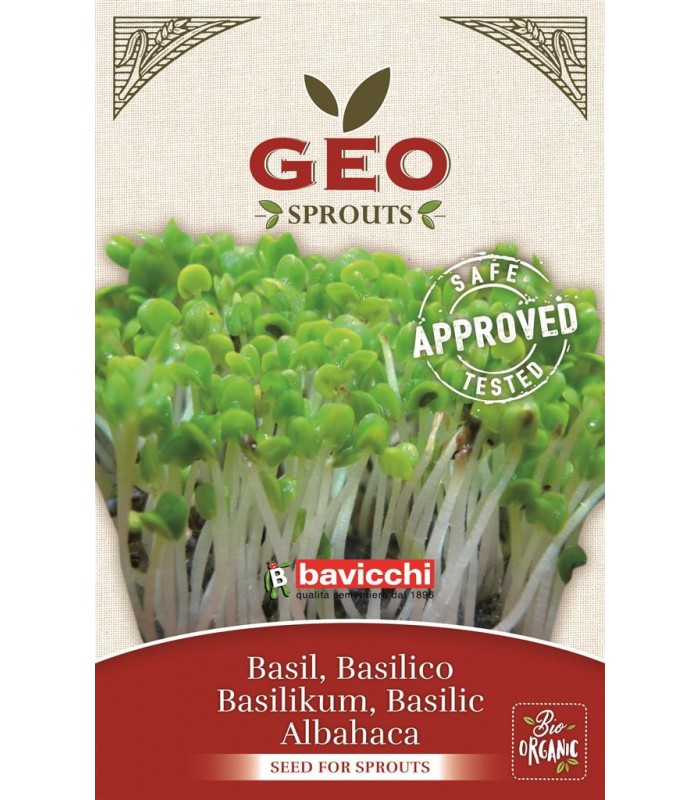 Базилик - органические, сертифицированные семена для проростков GEO, 10 г, Bavicchi