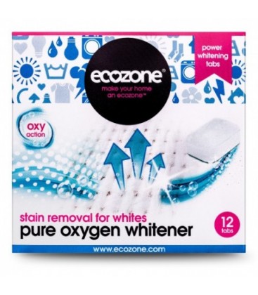 Кислородный отбеливатель-пятновыводитель для белого белья в таблетках, ECOZONE, 12шт