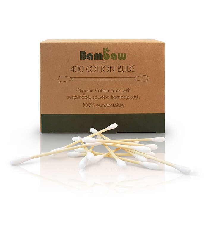 Бамбуковые ватные ушные палочки, с органическим хлопком, BAMBAW, 400 шт