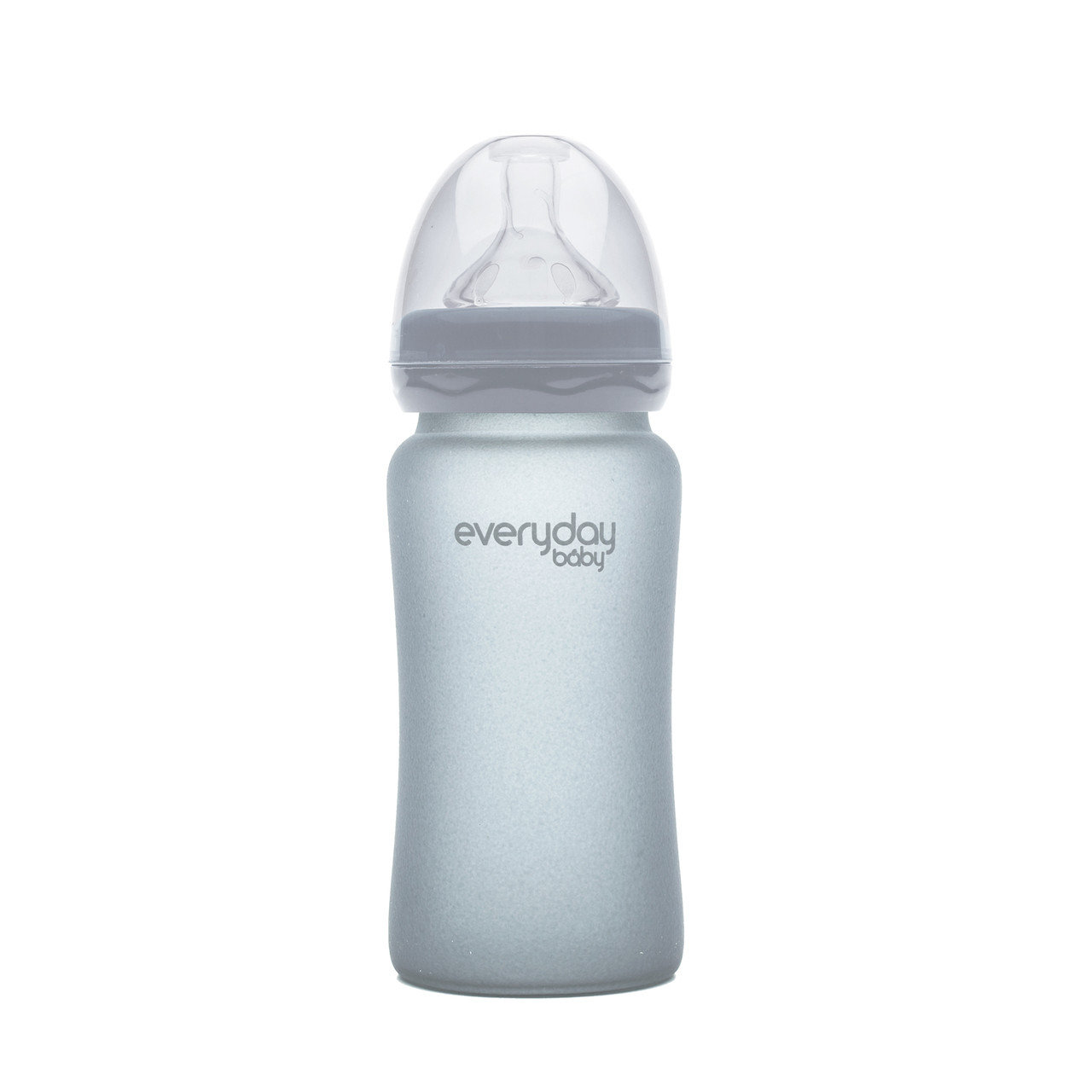 Стеклянная детская бутылочка с силиконовой защитой, Светло-серая, EverydayBaby, 240 мл