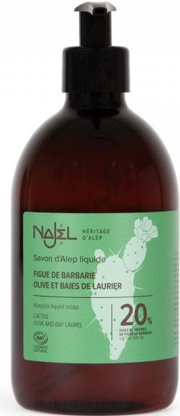 Жидкое мыло с оливковым маслом, лавровым маслом 20% и маслом опунции,Najel 500мл