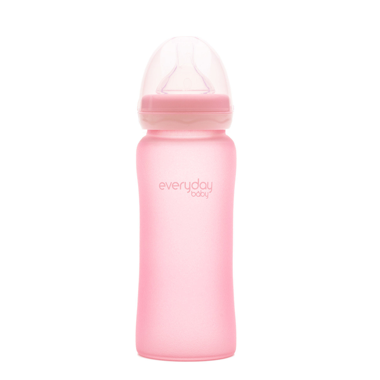 Стеклянная детская бутылочка с силиконовой защитой, Розовая, EverydayBaby, 300 мл