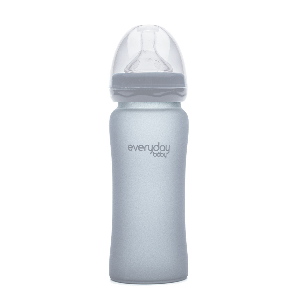 Стеклянная детская бутылочка с силиконовой защитой, Светло-серая, EverydayBaby, 300 мл