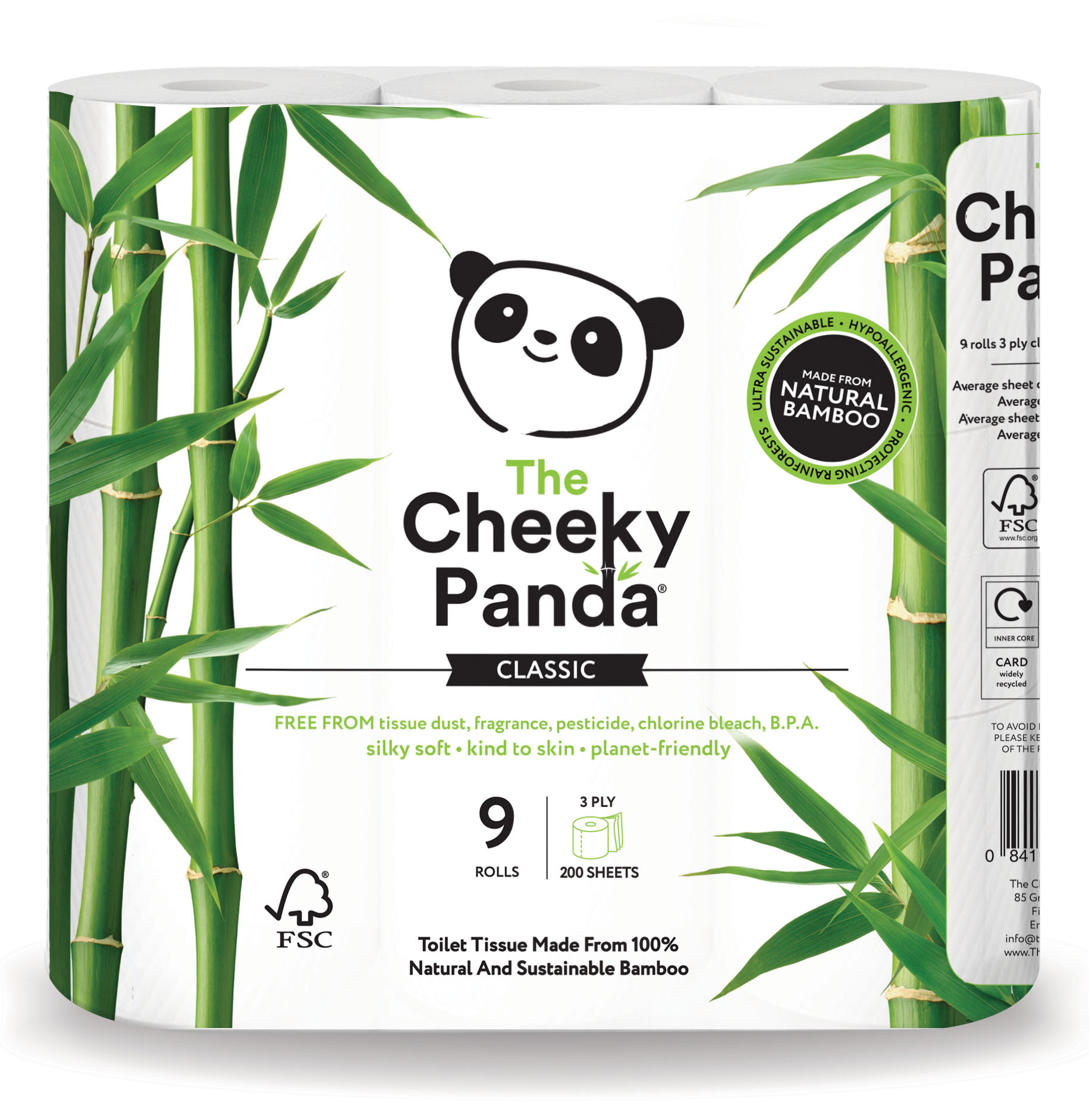 Бамбуковые трехслойная туалетная бумага, 9 рулонов The Cheeky Panda