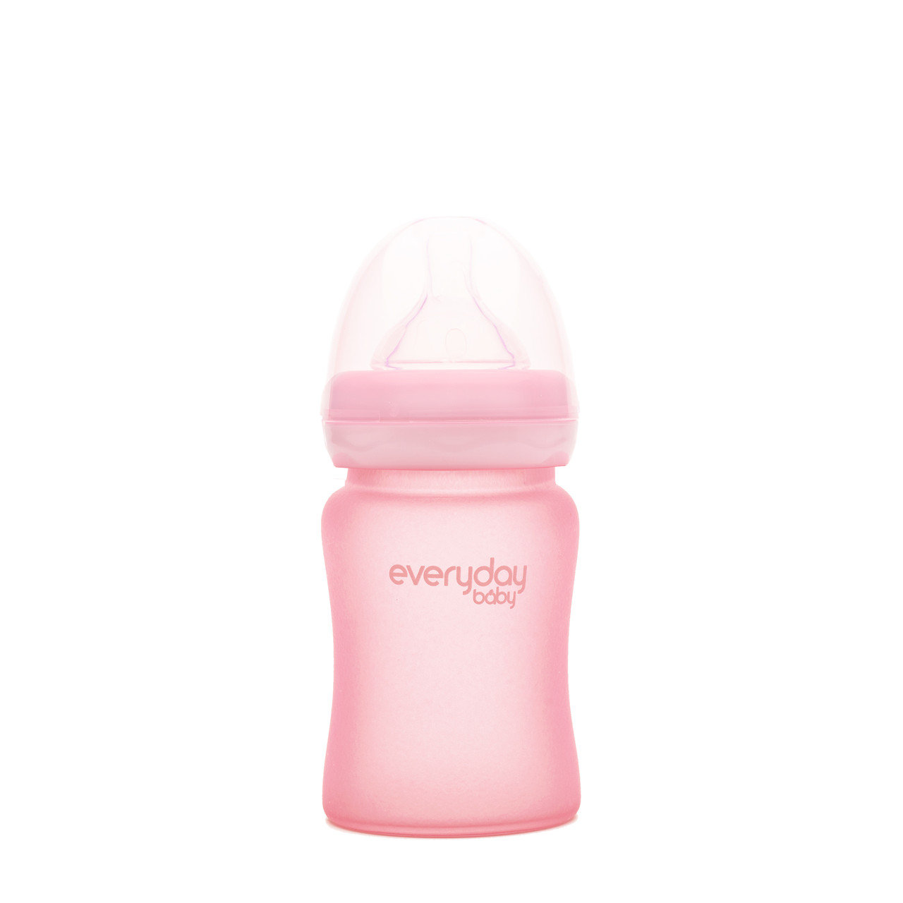 Стеклянная детская бутылочка с силиконовой защитой, Розовая, EverydayBaby, 150 мл