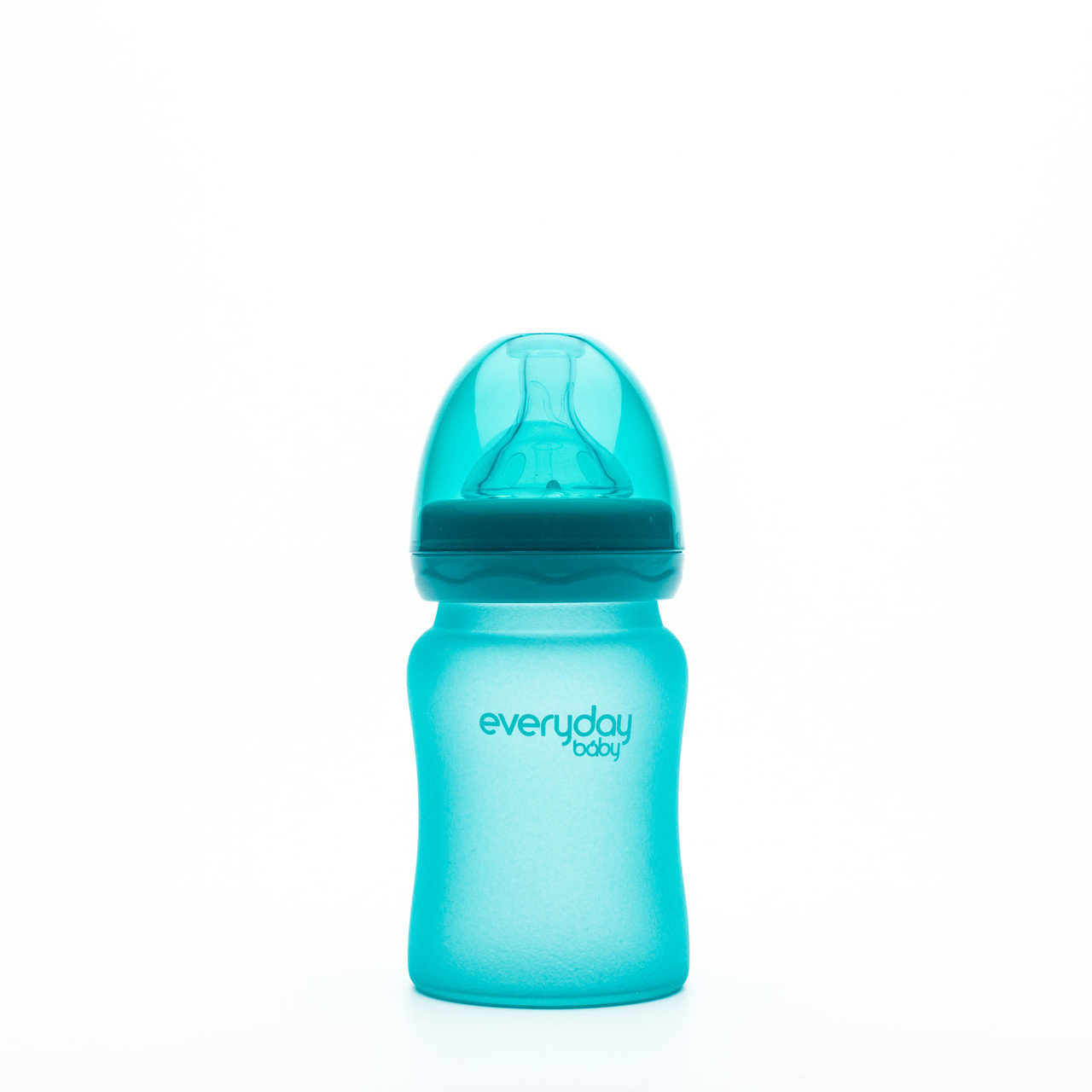Стеклянная термочувствительная детская бутылочка, Бирюзовая, 150 мл, EverydayBaby