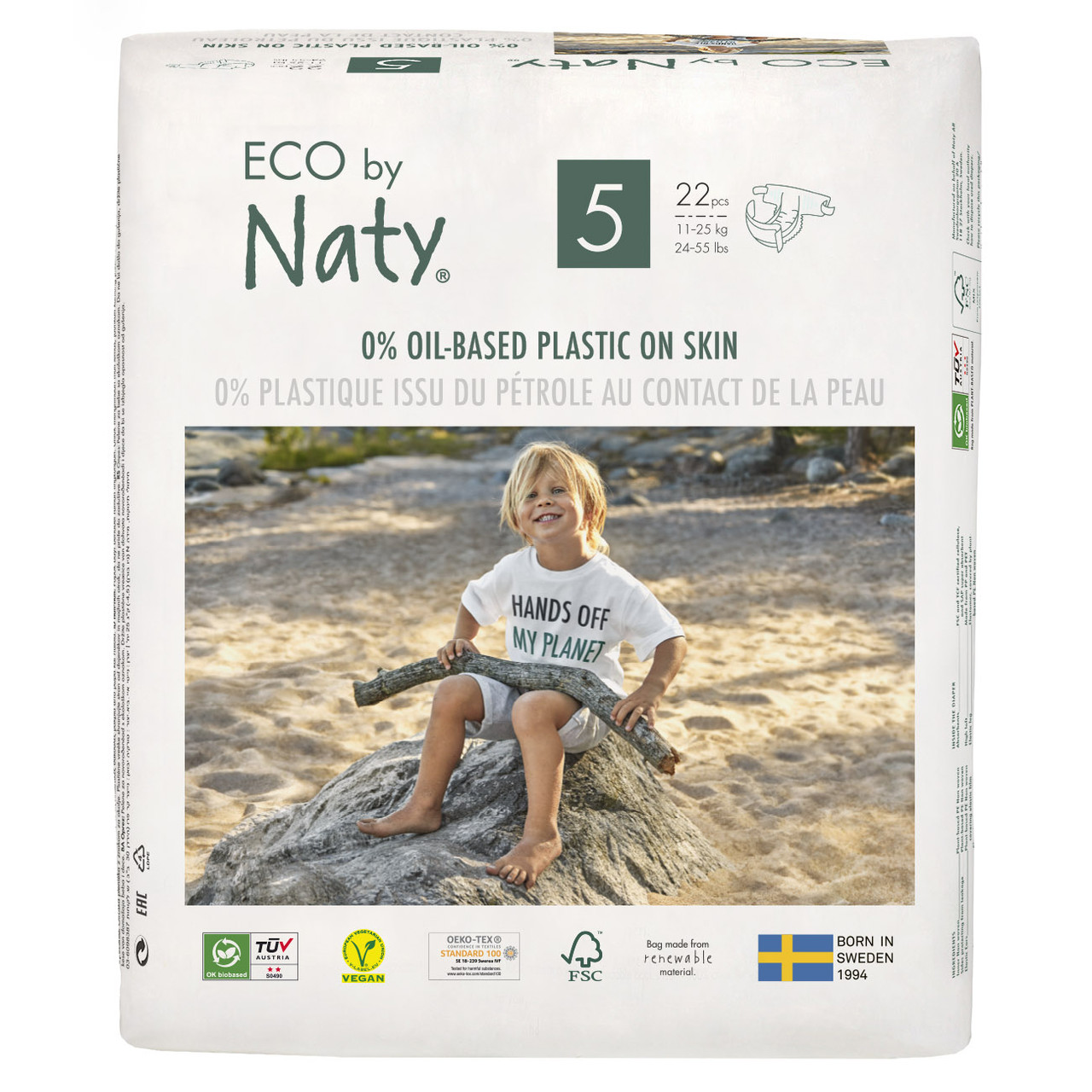 Подгузники размер 5, рекомендуемый вес 11-14 кг, Eco by Naty, 22 шт
