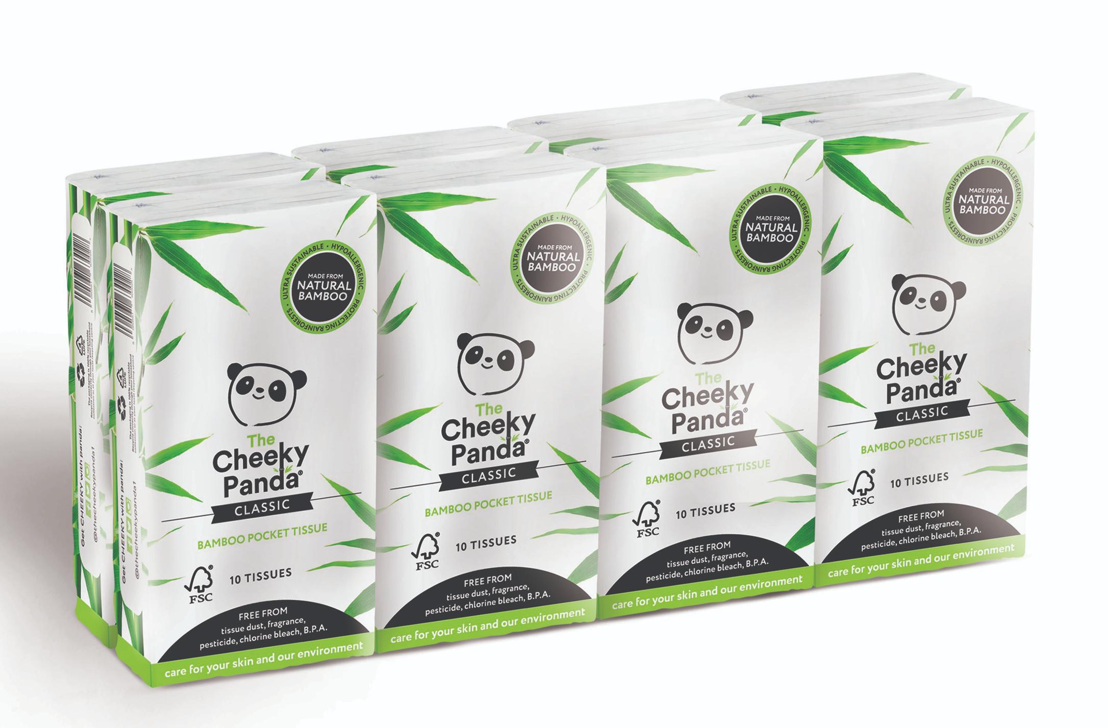 Бамбуковые сухие салфетки карманные, 8 упаковок по 10 штук. The Cheeky Panda