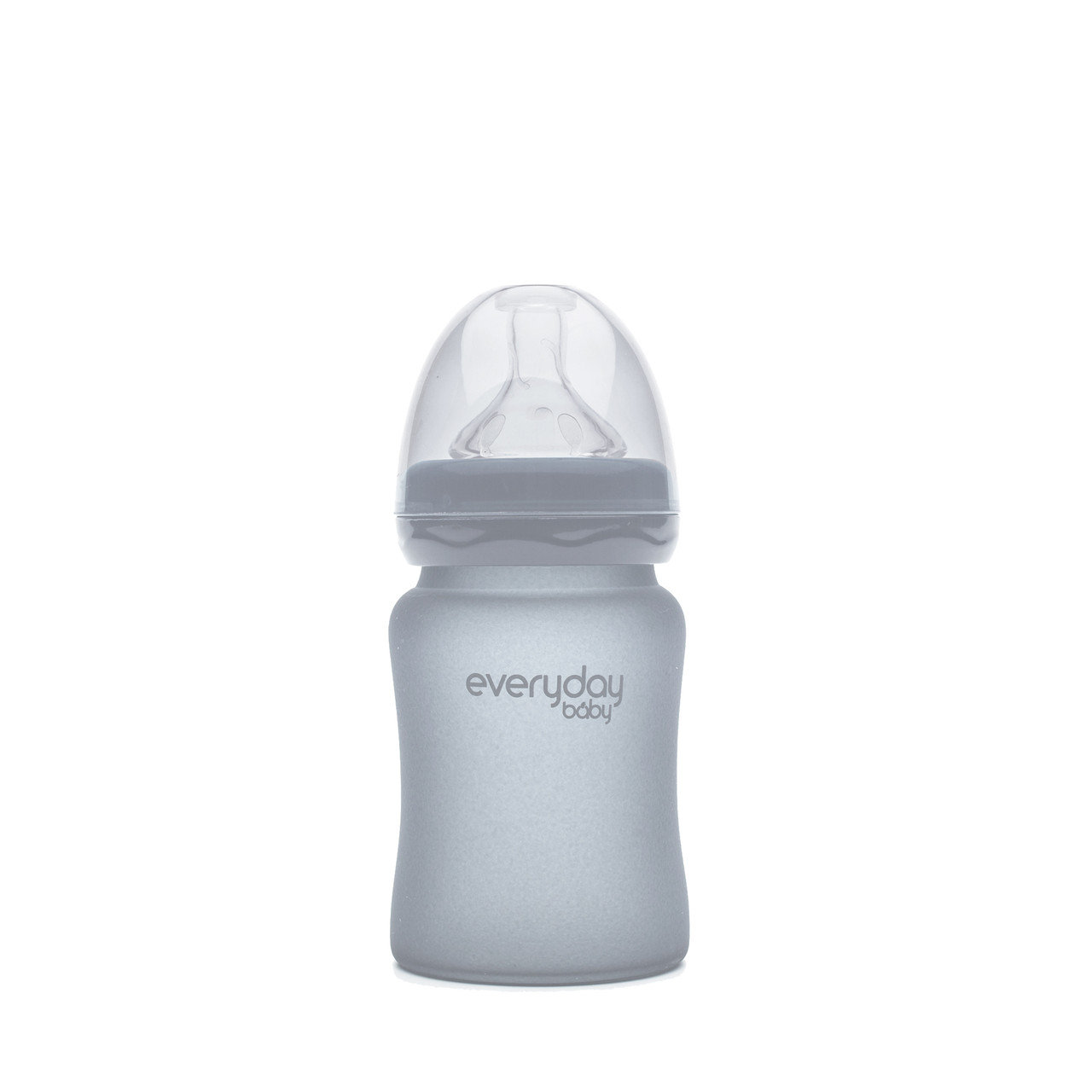 Стеклянная детская бутылочка с силиконовой защитой, Светло-серая, EverydayBaby, 150 мл