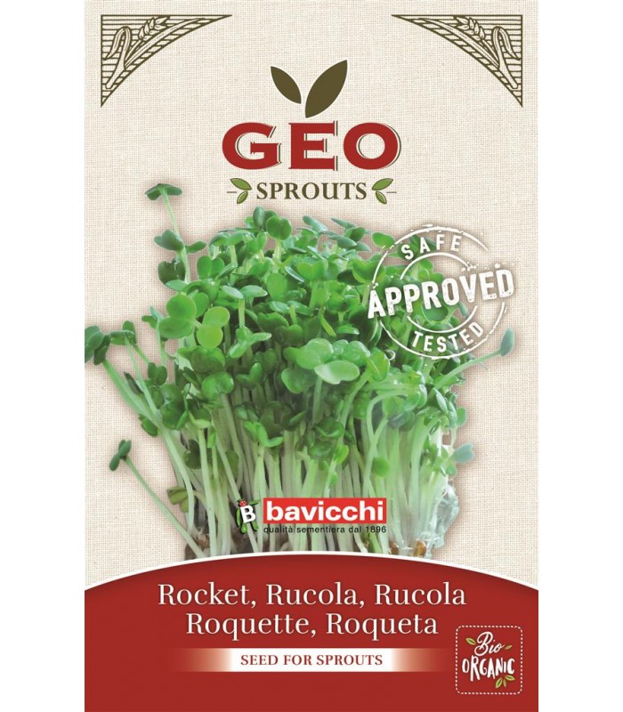 Руккола - органические, сертифицированные семена для проростков GEO, 30 г, Bavicchi