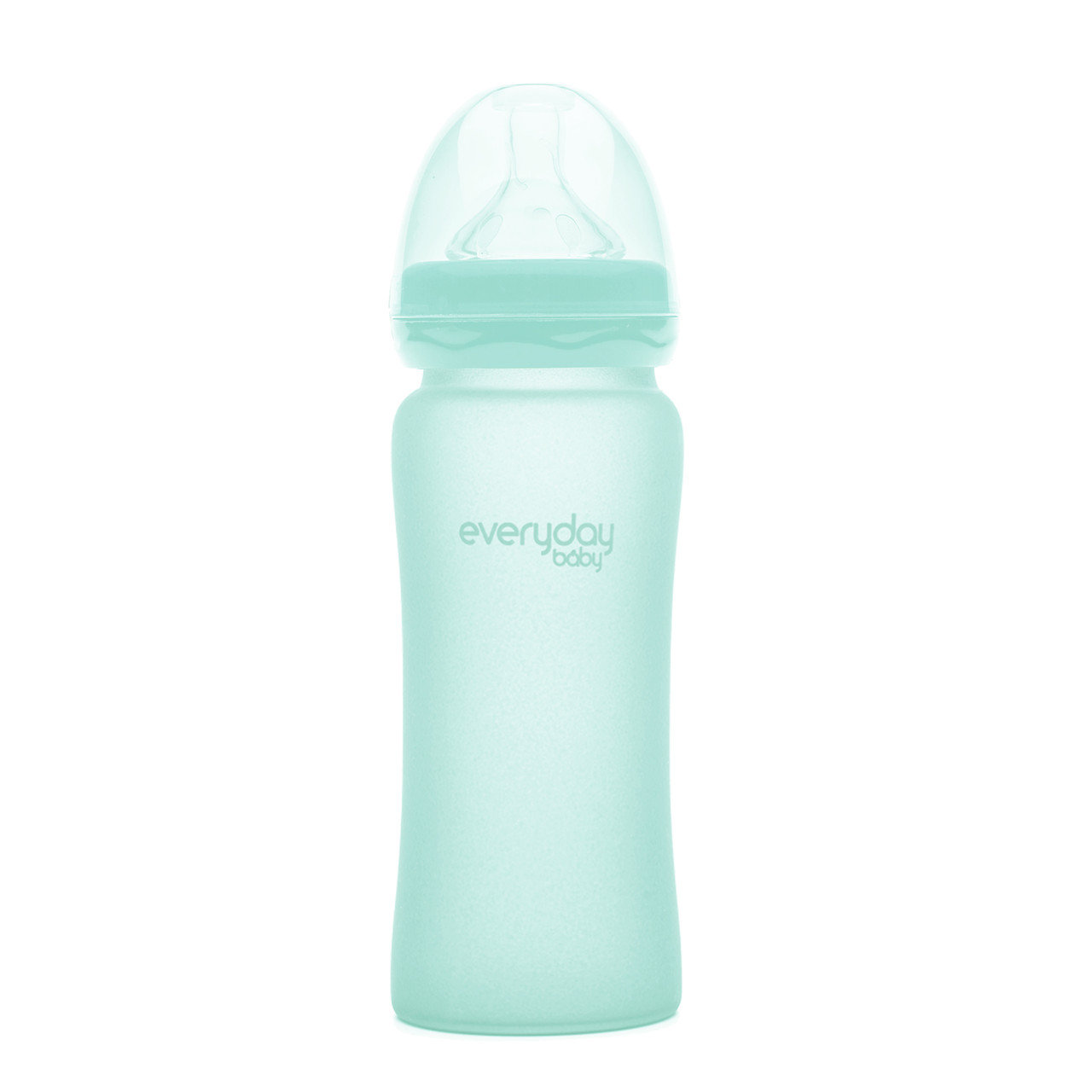 Стеклянная детская бутылочка с силиконовой защитой, Мятная, EverydayBaby, 300 мл