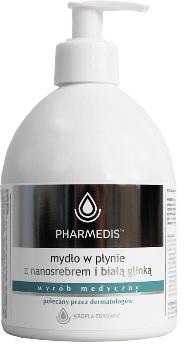 Жидкое мыло с наносеребром и белой глиной, для проблемной кожи, а также для заживления послеродовых ран, Pharmedis, 500 мл, KROPLA ZDROWIA